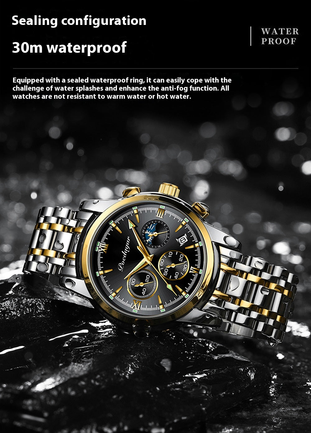 Multifunctional Luminous Waterproof Quartz Watch for Men