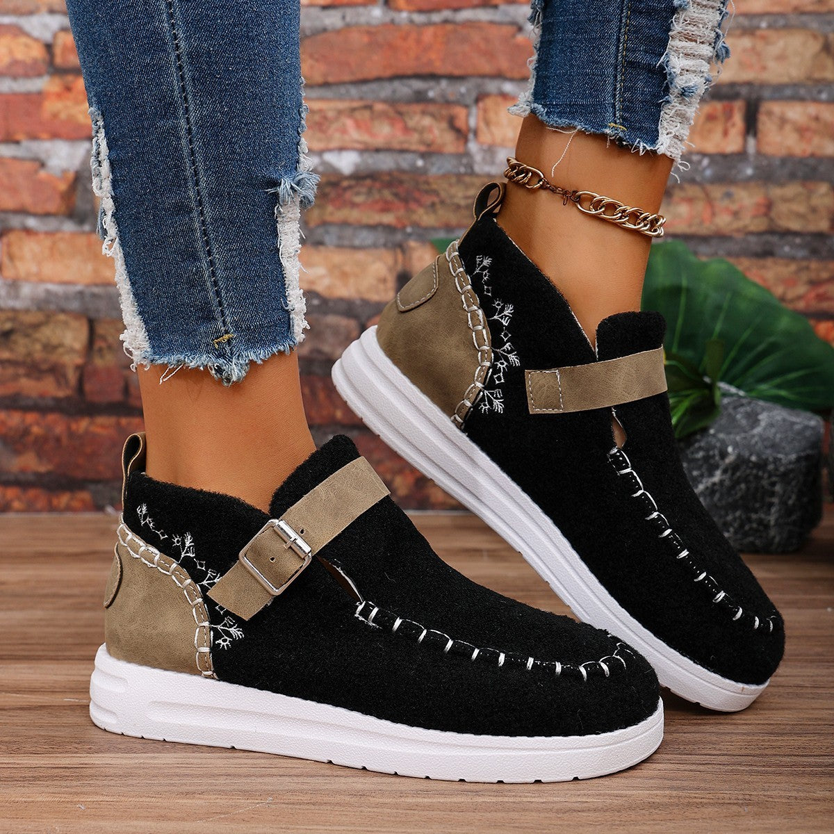 Thick Burr Warm Cotton Shoes – Suede Flat Winter Footwear for Men & Women | Sizes 36–43