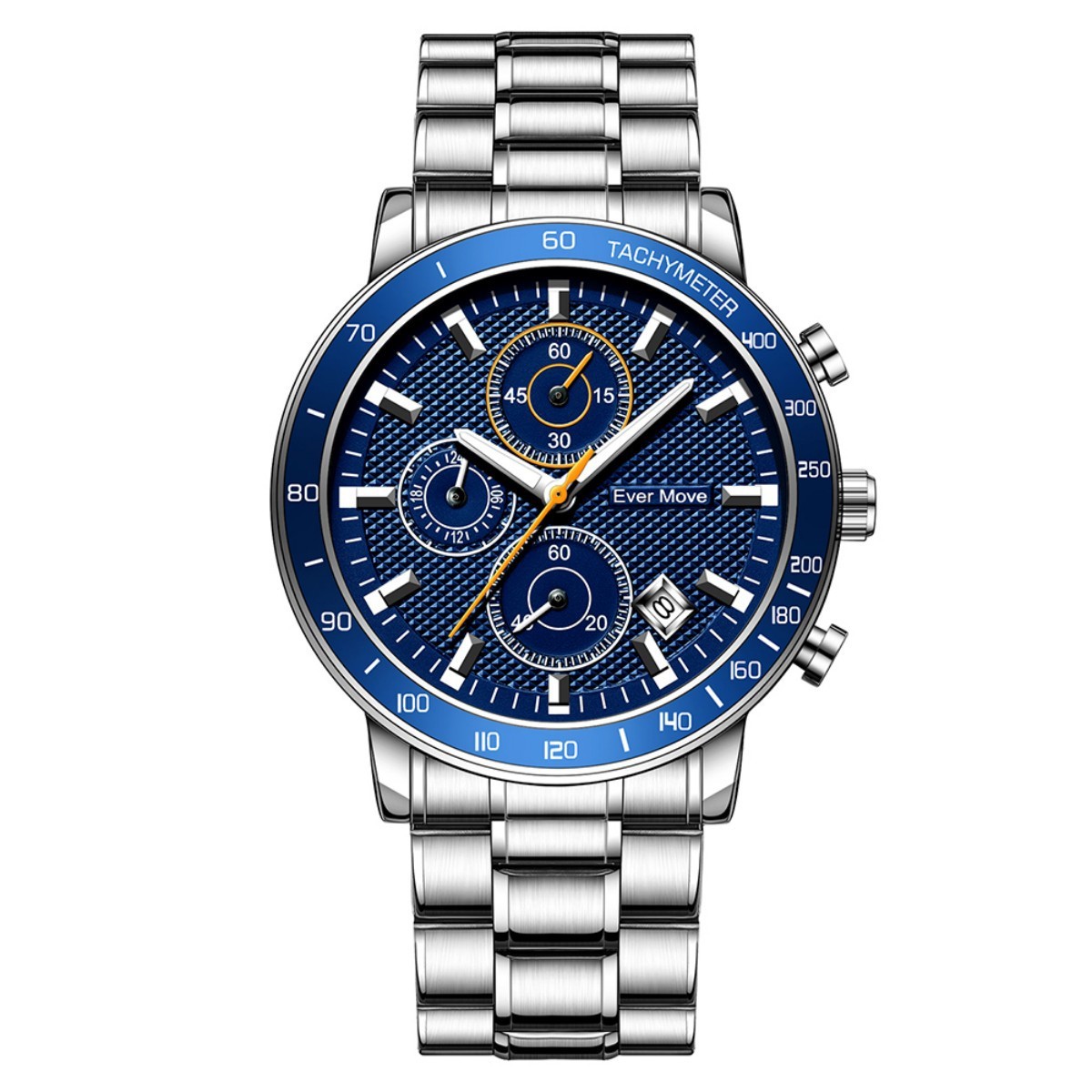 Luminous Waterproof Steel Watch – Sleek Design with Triple Sub-Dials