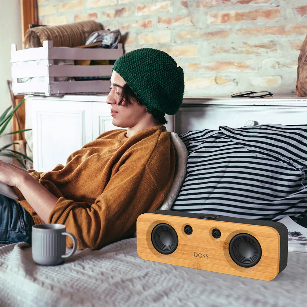 DOSS 50W Bluetooth speaker – deep bass, 35h playtime, wireless for TV, PC & record player