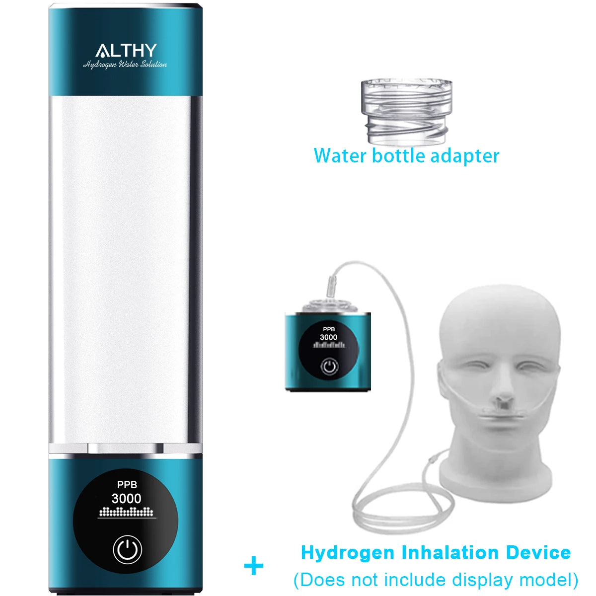 ALTHY Hydrogen Water Generator Bottle – Dual Chamber Ionizer with DuPont SPE+PEM, PPB & Time Display, H2 Inhalation Device