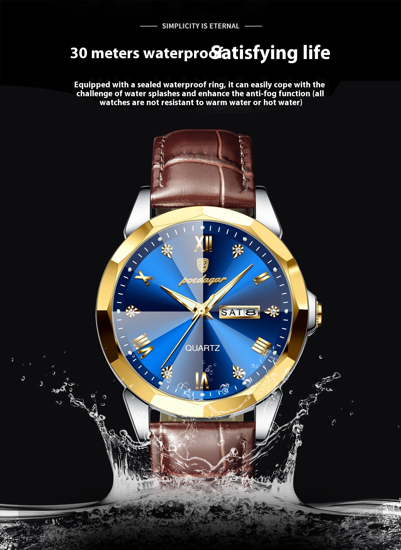 Belt Style Men's Waterproof Luminous Fashion Quartz Watch