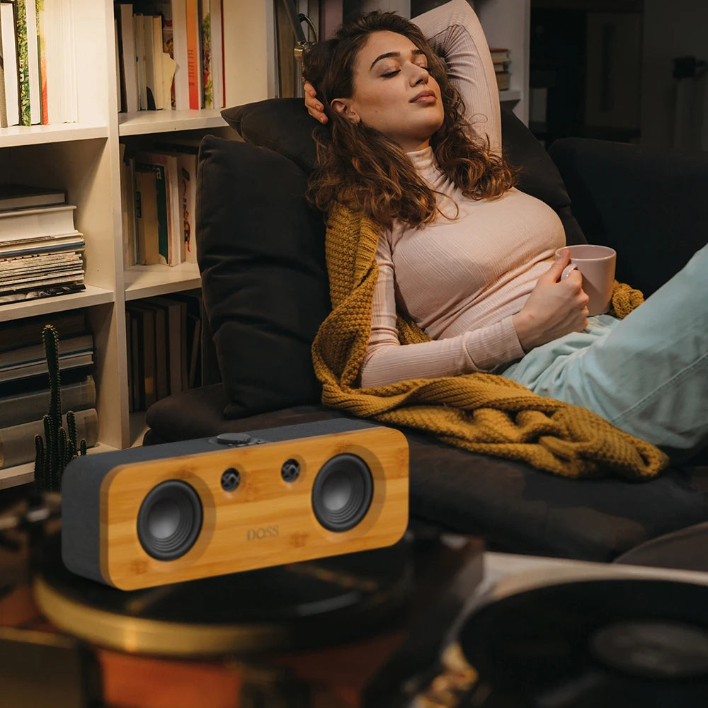 DOSS 50W Bluetooth speaker – deep bass, 35h playtime, wireless for TV, PC & record player