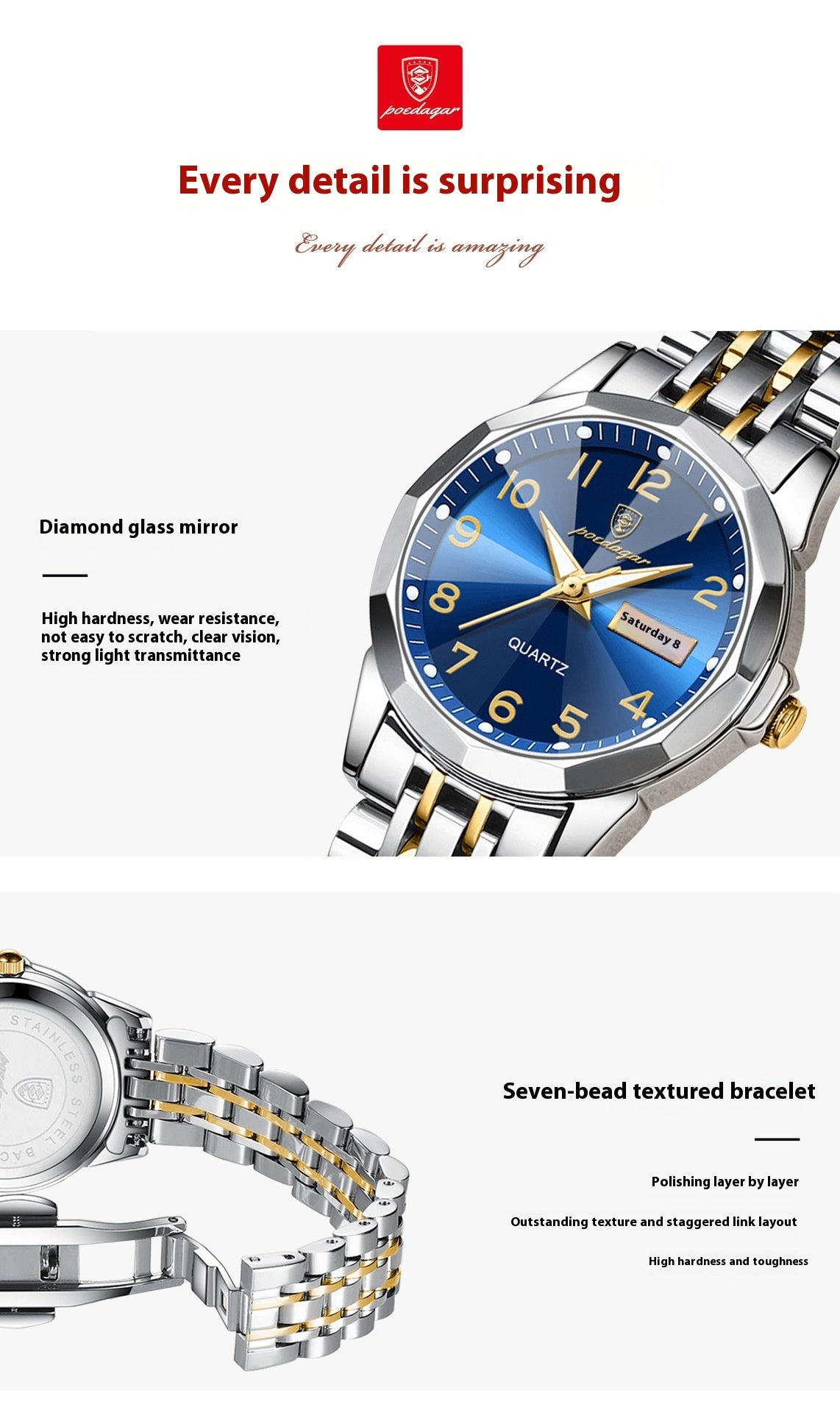 Women's Waterproof Double Calendar Watch