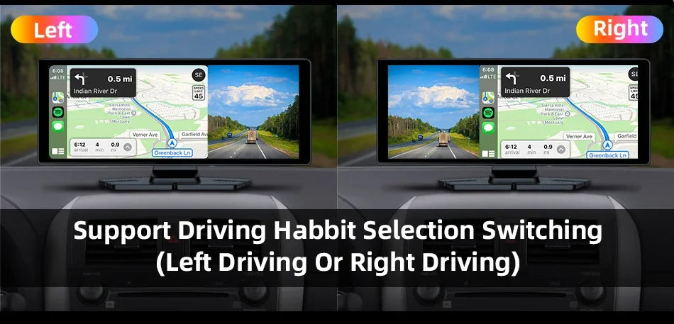 4K Wireless Dash Cam with 350° Rotating Lens – CarPlay, Android Auto, GPS, and Bluetooth