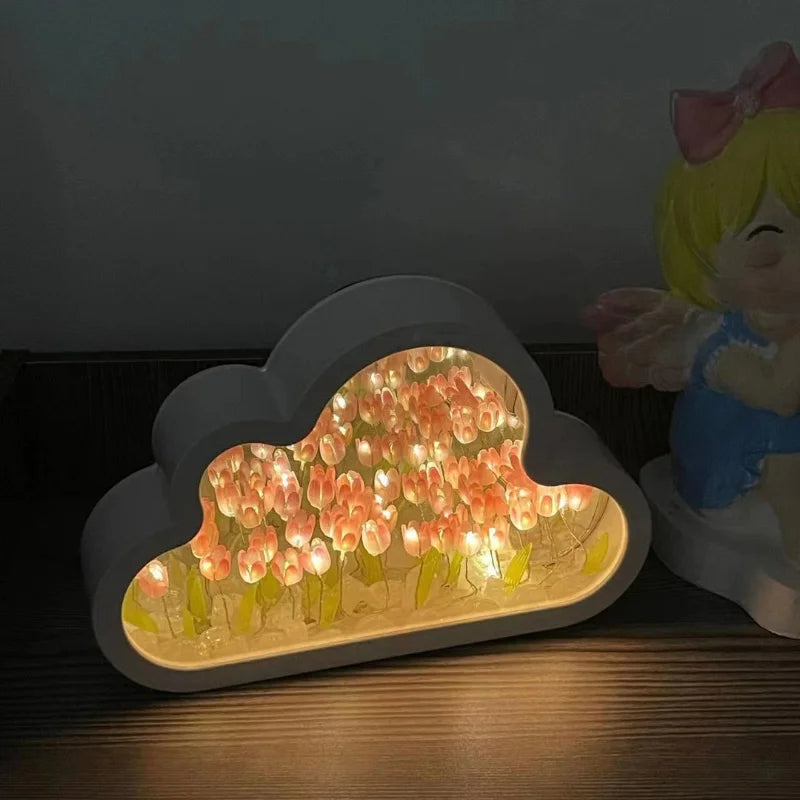 Tulip Cloud Sea of Flowers Night Light – Artistic Mirror Light for Romantic Ambience