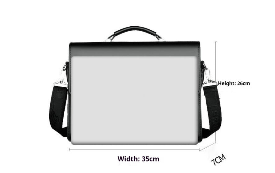 Men’s Horizontal Leather Briefcase – Waterproof PU Business Bag with Handle | Professional Work Bag for Office & Travel