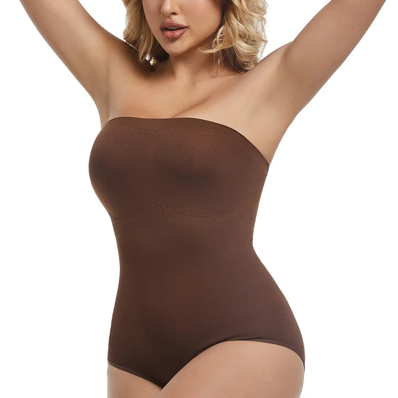 Women’s Strapless Shapewear Bodysuit – Seamless Tummy Control, Waist Trainer & Butt Lifter