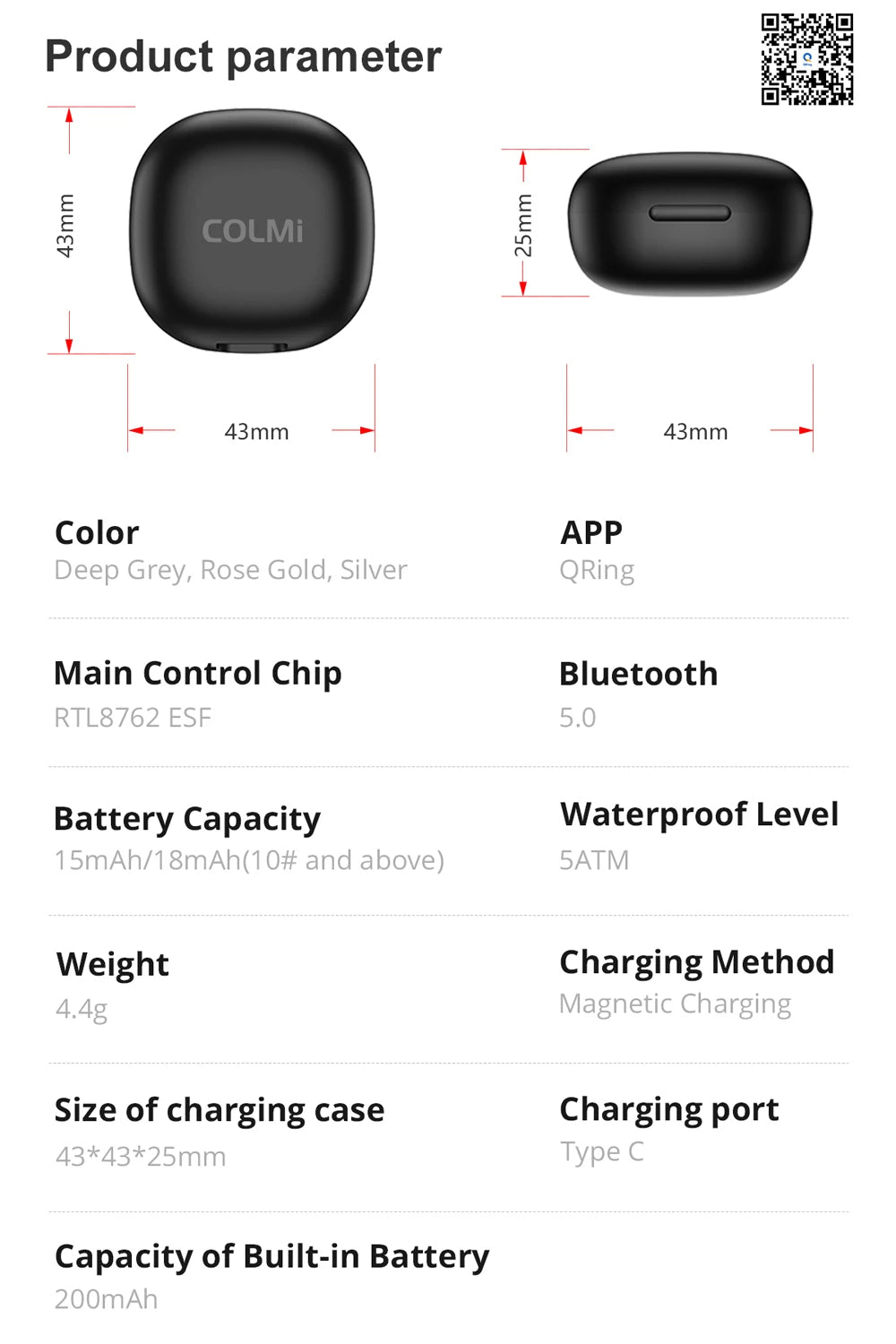 Colmi R10 Smart Ring with Charging Case – Health & Sleep Monitor, 5ATM Waterproof