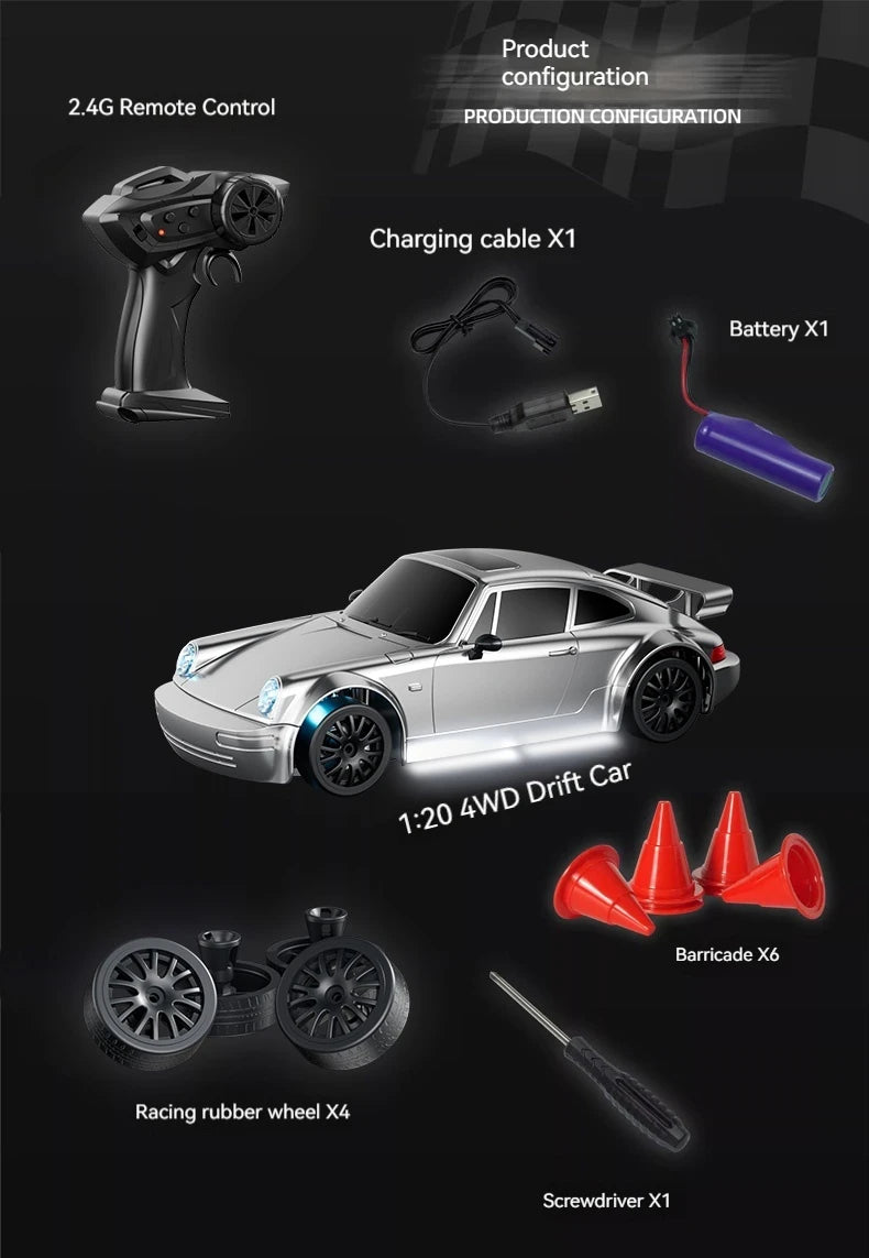 4WD Remote Control Drift Car – 1:24 Mini High-Speed RC Racing Car for Kids & Adults