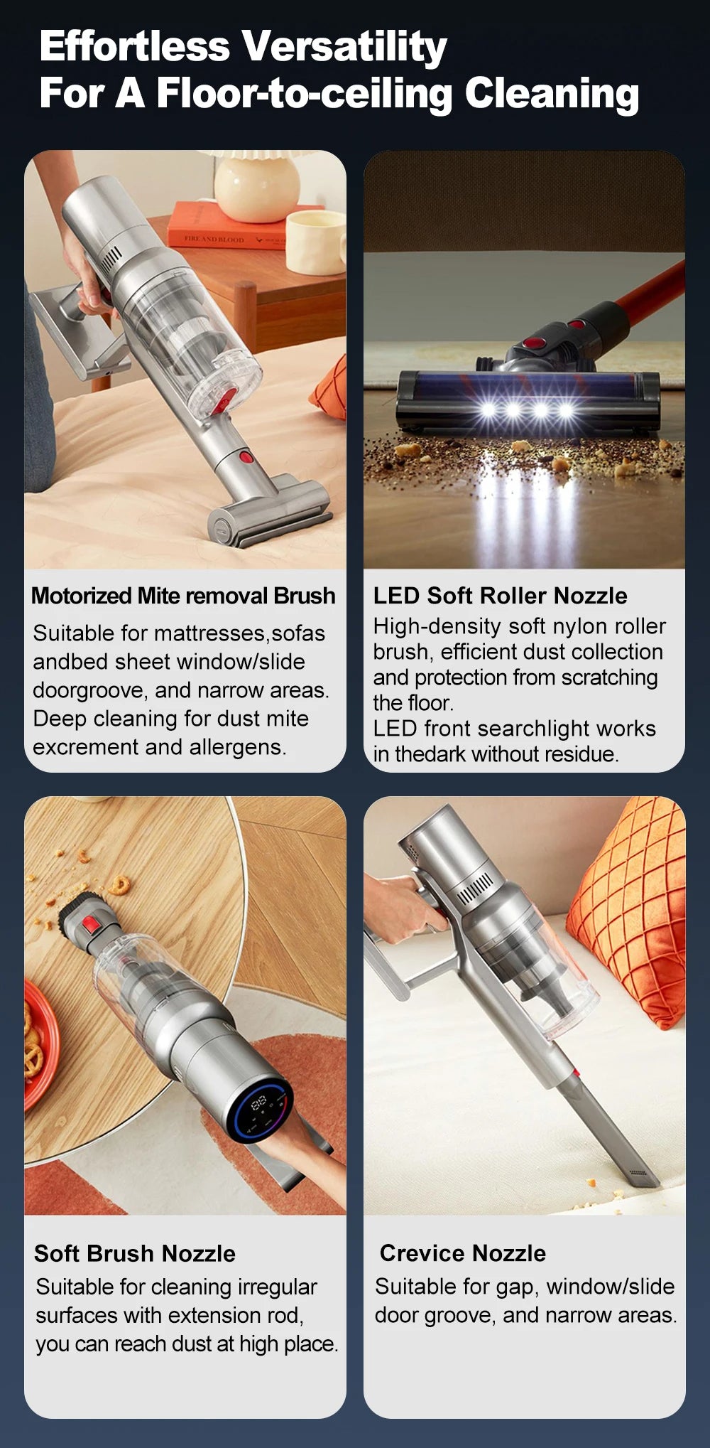 ABIR VC205 Cordless Handheld Vacuum – 27000PA, Smart Sensor, Auto Speed Control