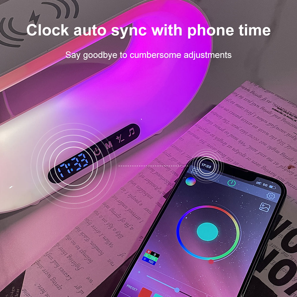 Smart 3-in-1 LED Night Light, Wireless Charger & Alarm Clock with App Control