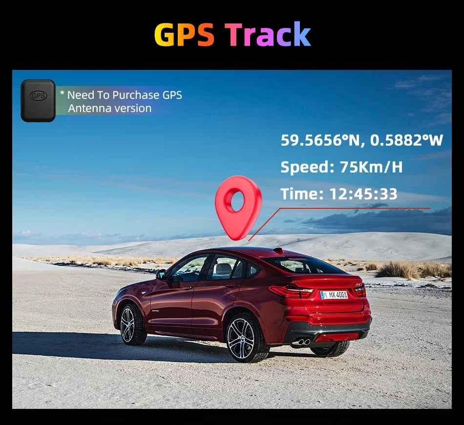 4K Wireless Dash Cam with 350° Rotating Lens – CarPlay, Android Auto, GPS, and Bluetooth