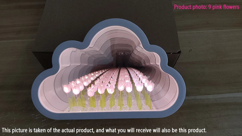 Tulip Cloud Sea of Flowers Night Light – Artistic Mirror Light for Romantic Ambience