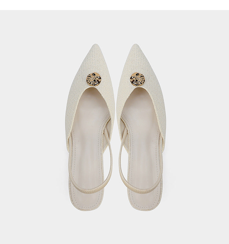 Pointed Toe Stiletto Sandals for Women – Elegant French Style Shallow Mouth Pumps