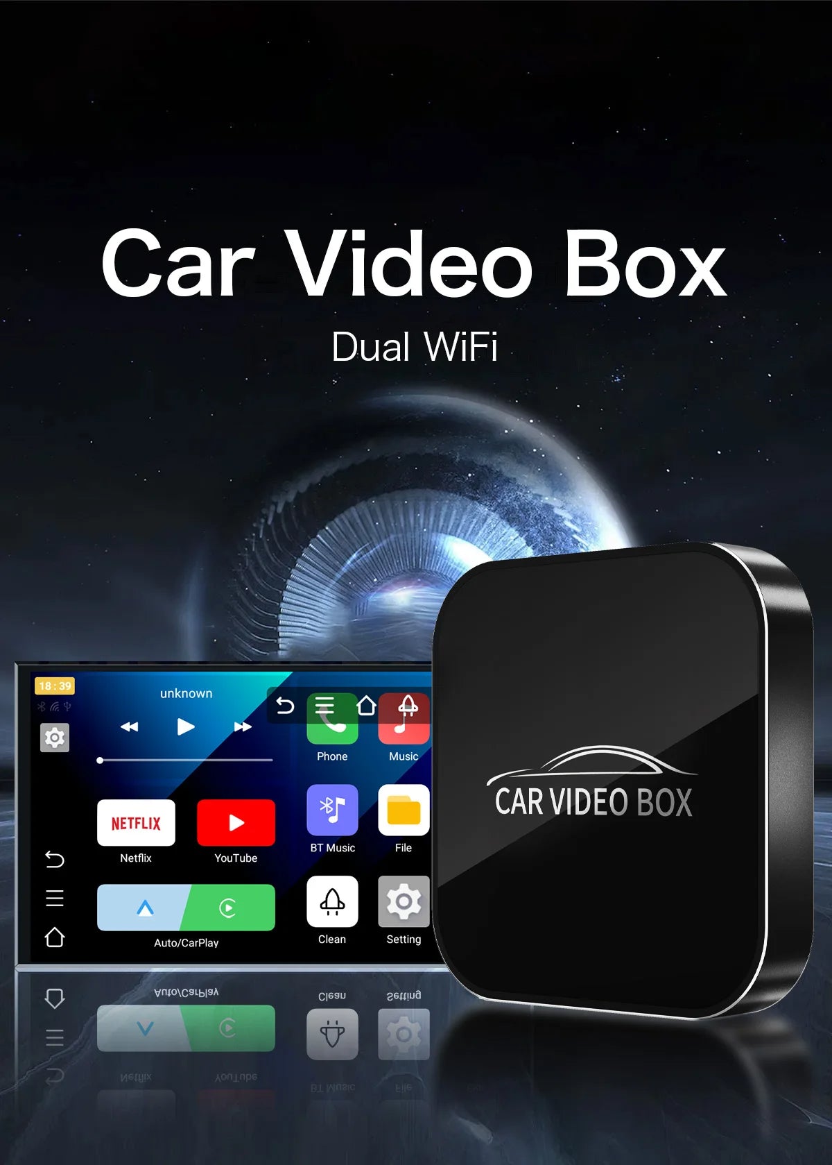 ACODO 3-in-1 CarPlay & Android Auto Box – Android 12, YouTube, Netflix, Dual WiFi