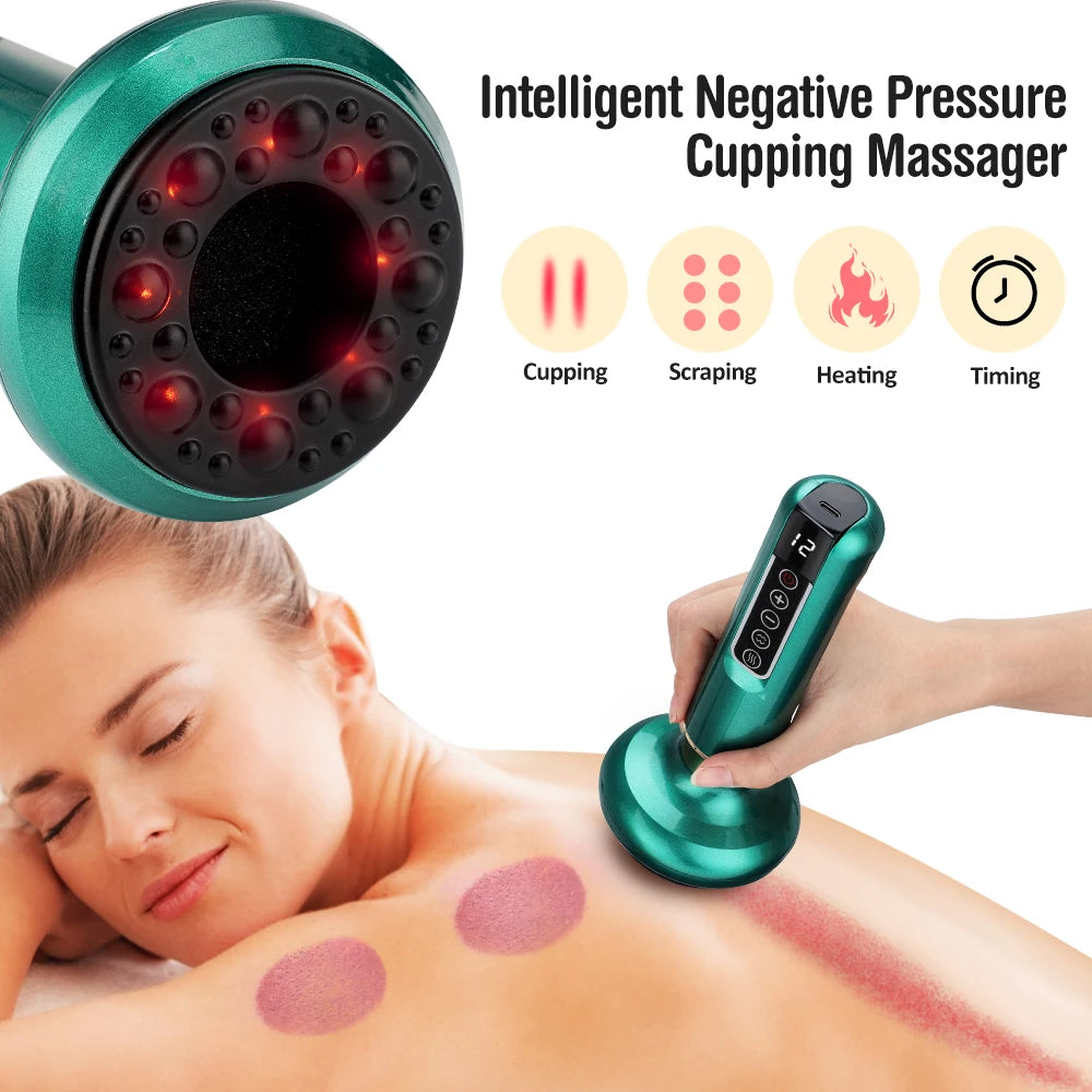 Electric Cupping Massager – Vacuum Suction, Guasha Scraping, Infrared Heat, Anti-Cellulite & Slimming Therapy