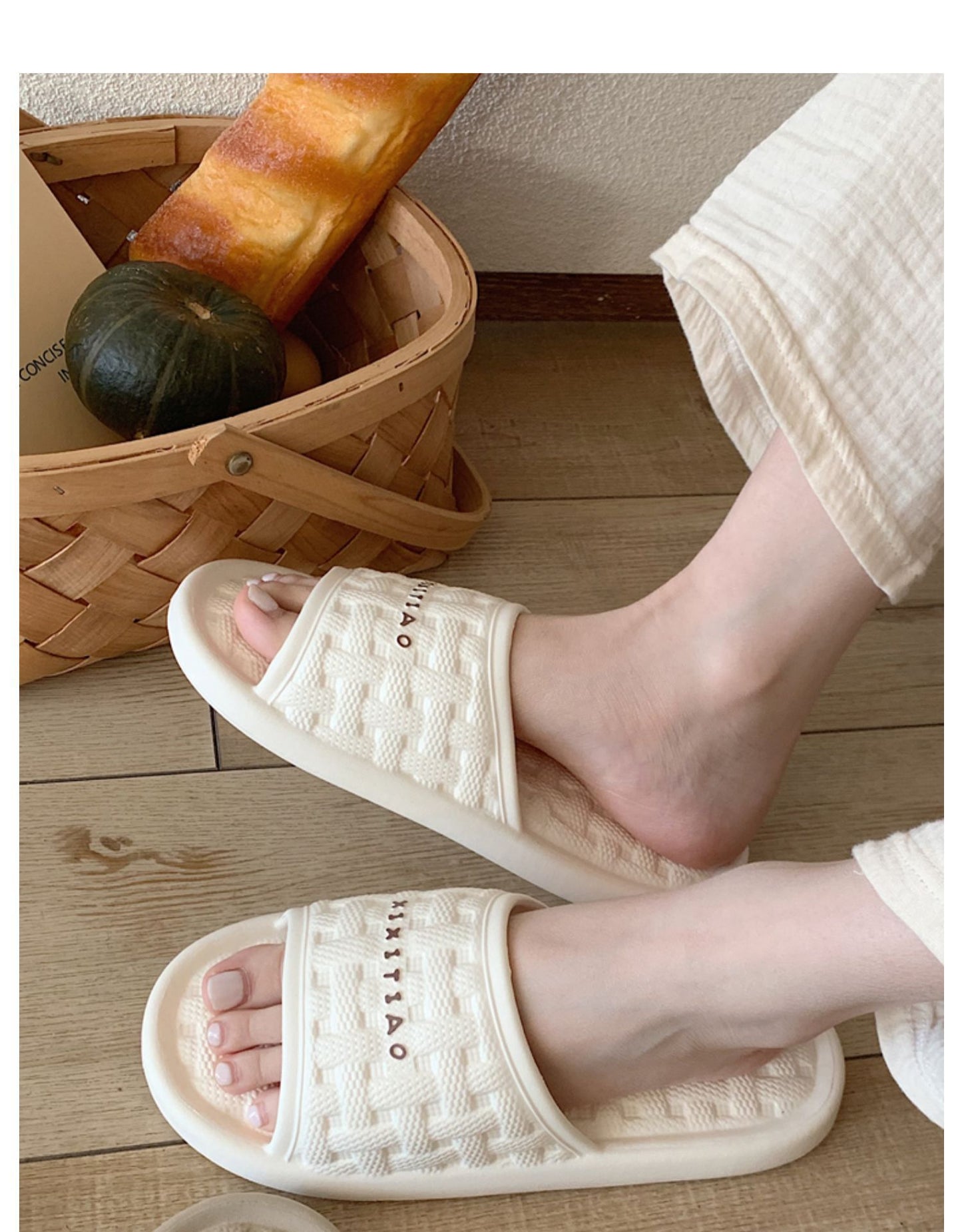 Women's Woven Plaid Soft Bottom Slippers – Cozy EVA Indoor Flip Flops