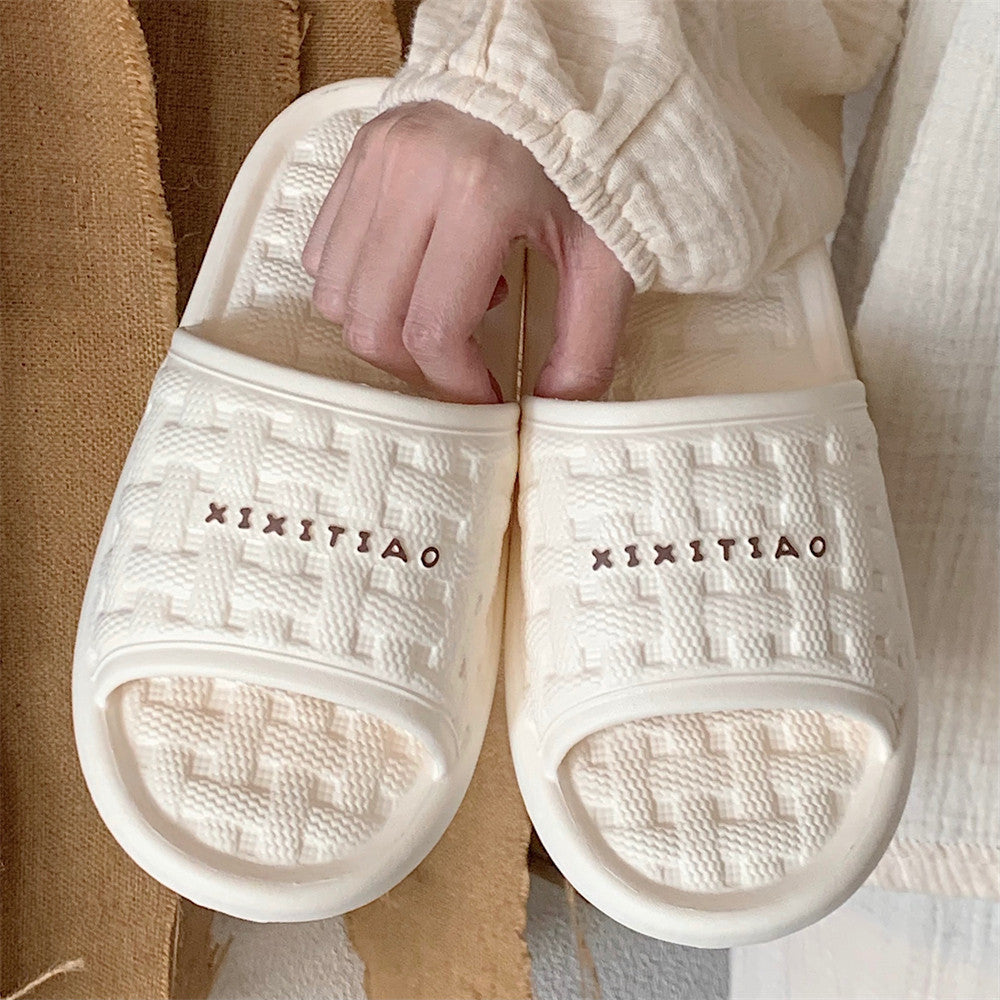 Women's Woven Plaid Soft Bottom Slippers – Cozy EVA Indoor Flip Flops