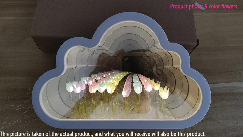 Tulip Cloud Sea of Flowers Night Light – Artistic Mirror Light for Romantic Ambience