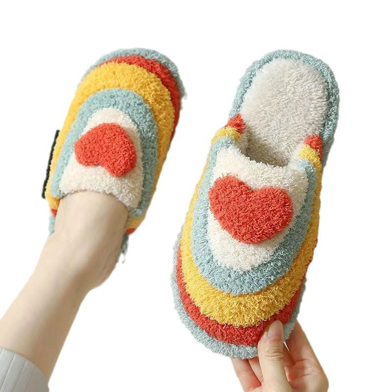Women’s Thick Bottom Cotton Slippers – Plush Indoor Warm House Shoes with Camouflage Design