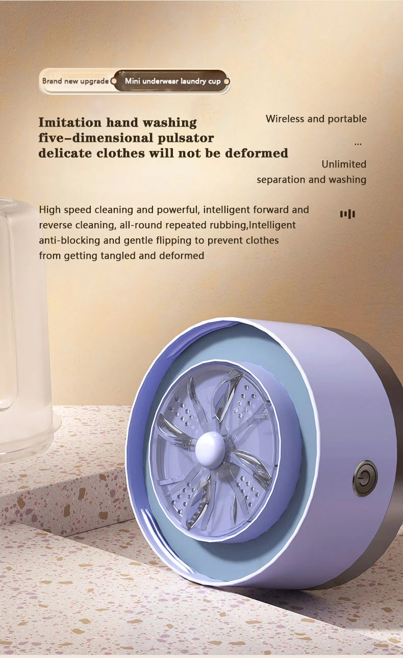 New Wireless Washing Machine – Portable Travel Laundry Cup for Underwear & Socks