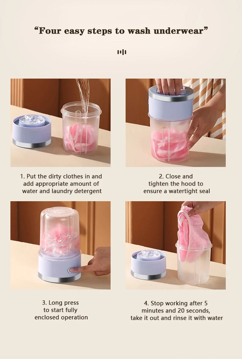 New Wireless Washing Machine – Portable Travel Laundry Cup for Underwear & Socks