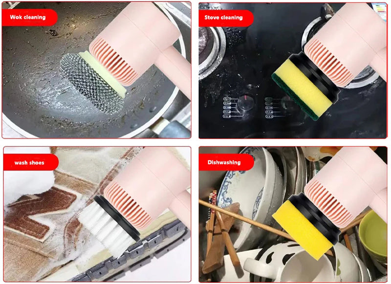 Electric Cleaning Brush – USB Rechargeable, Wireless Scrubber for Dishes, Tiles, Bathtub & Kitchen