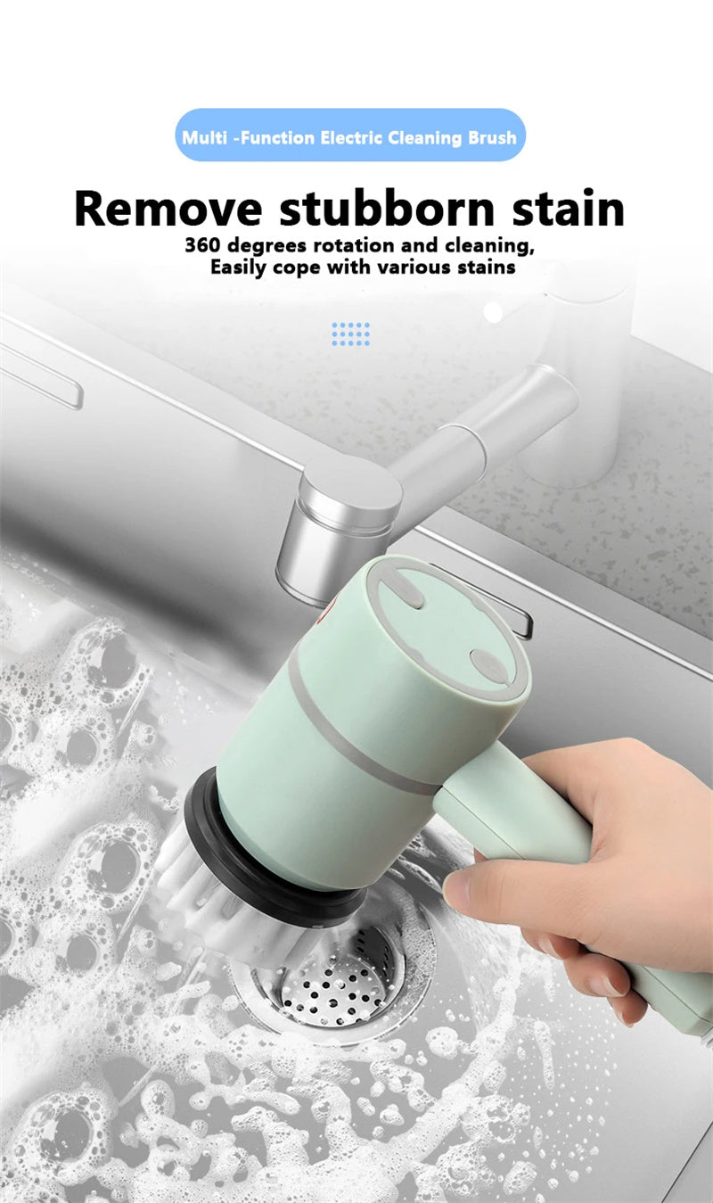 Electric Cleaning Brush – USB Rechargeable, Wireless Scrubber for Dishes, Tiles, Bathtub & Kitchen