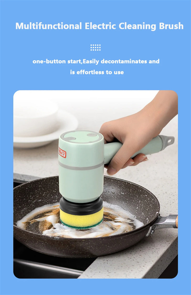 Electric Cleaning Brush – USB Rechargeable, Wireless Scrubber for Dishes, Tiles, Bathtub & Kitchen