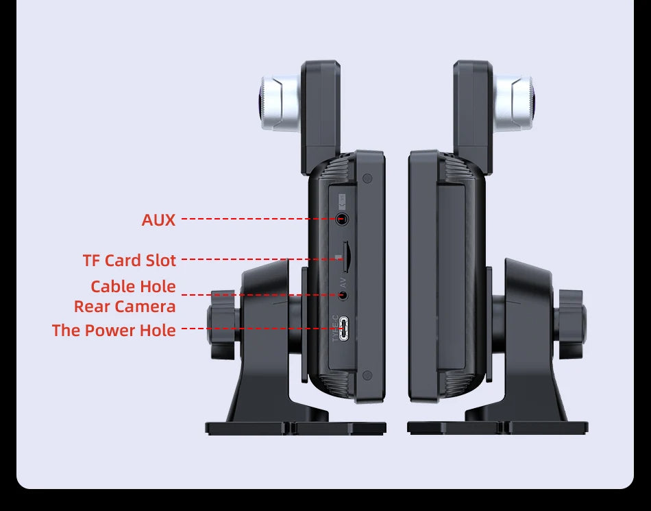4K Wireless Dash Cam with 350° Rotating Lens – CarPlay, Android Auto, GPS, and Bluetooth