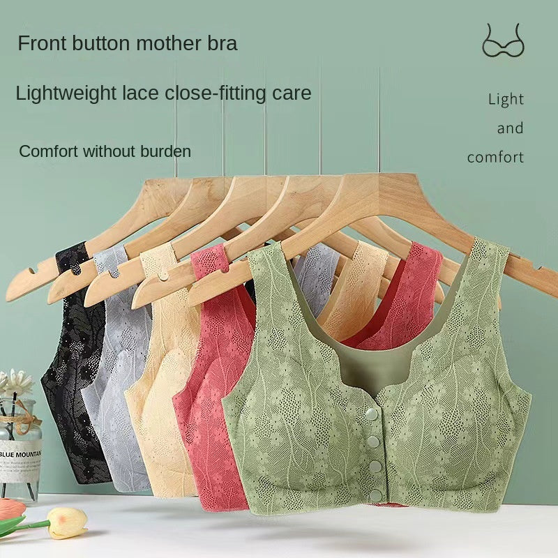 Live Broadcast Explosions Middle-aged And Elderly Mother&#039;s Front Opening Buckle Underwear Thin Summer No Steel Rings Bra Women&#039;s Nursing Bra