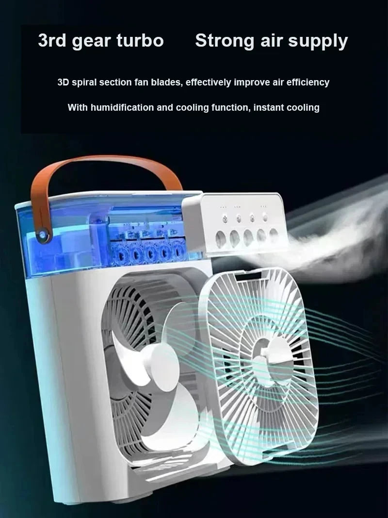 3-in-1 Mini Air Cooler & Fan – Portable Air Conditioner, Humidifier, LED Night Light