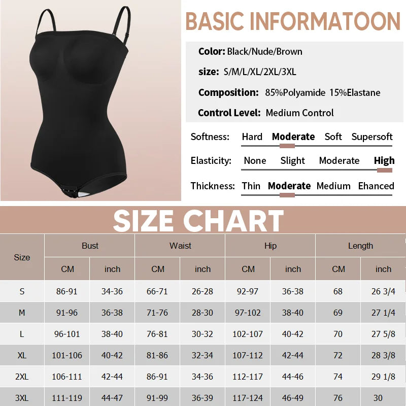 Women’s Strapless Shapewear Bodysuit – Seamless Tummy Control, Waist Trainer & Butt Lifter