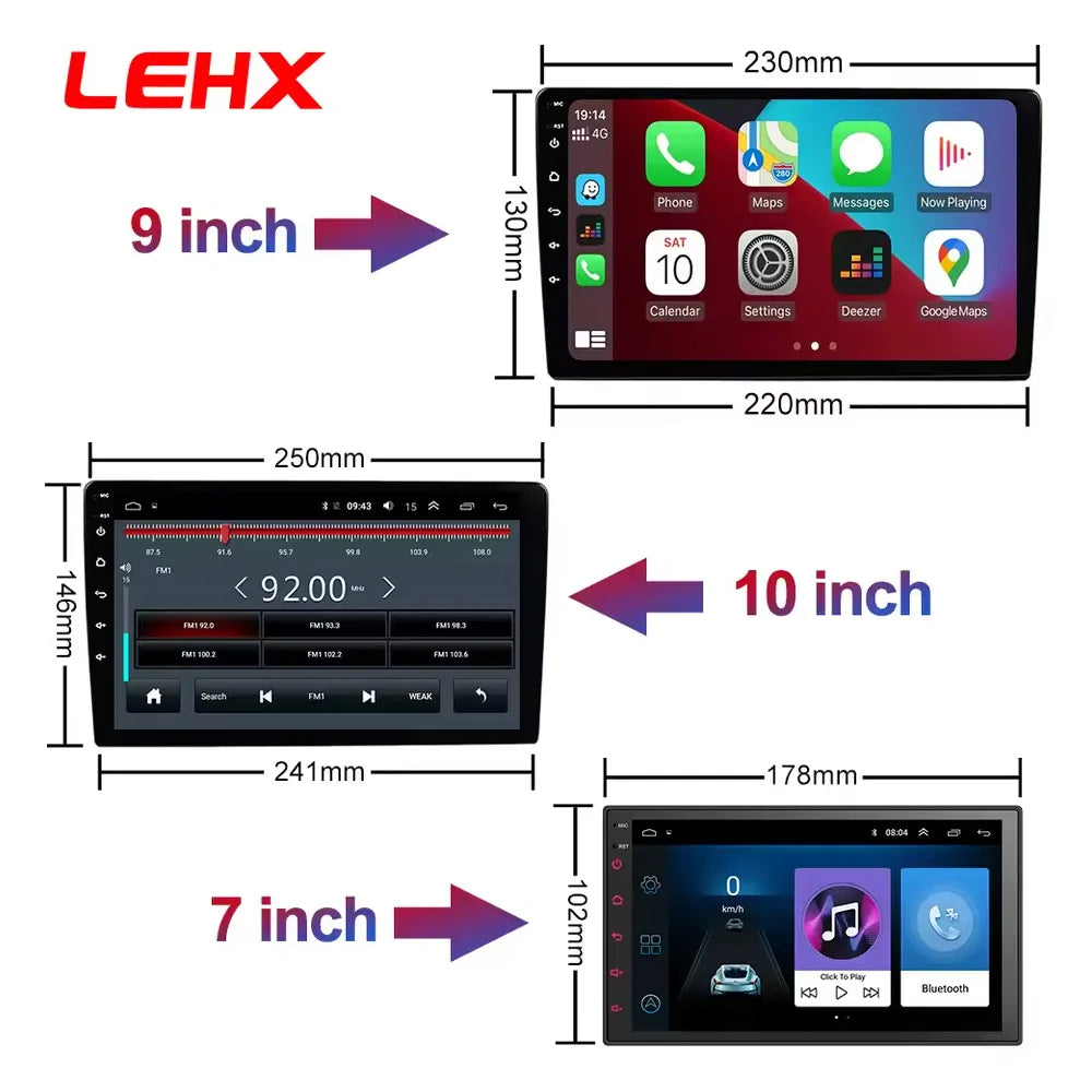 LEHX QLED Wireless CarPlay & Android Auto Car Stereo – 4G LTE, GPS, DSP, BT5.0, Cooling Fan, Split Screen, AI Voice, Rear Camera Support