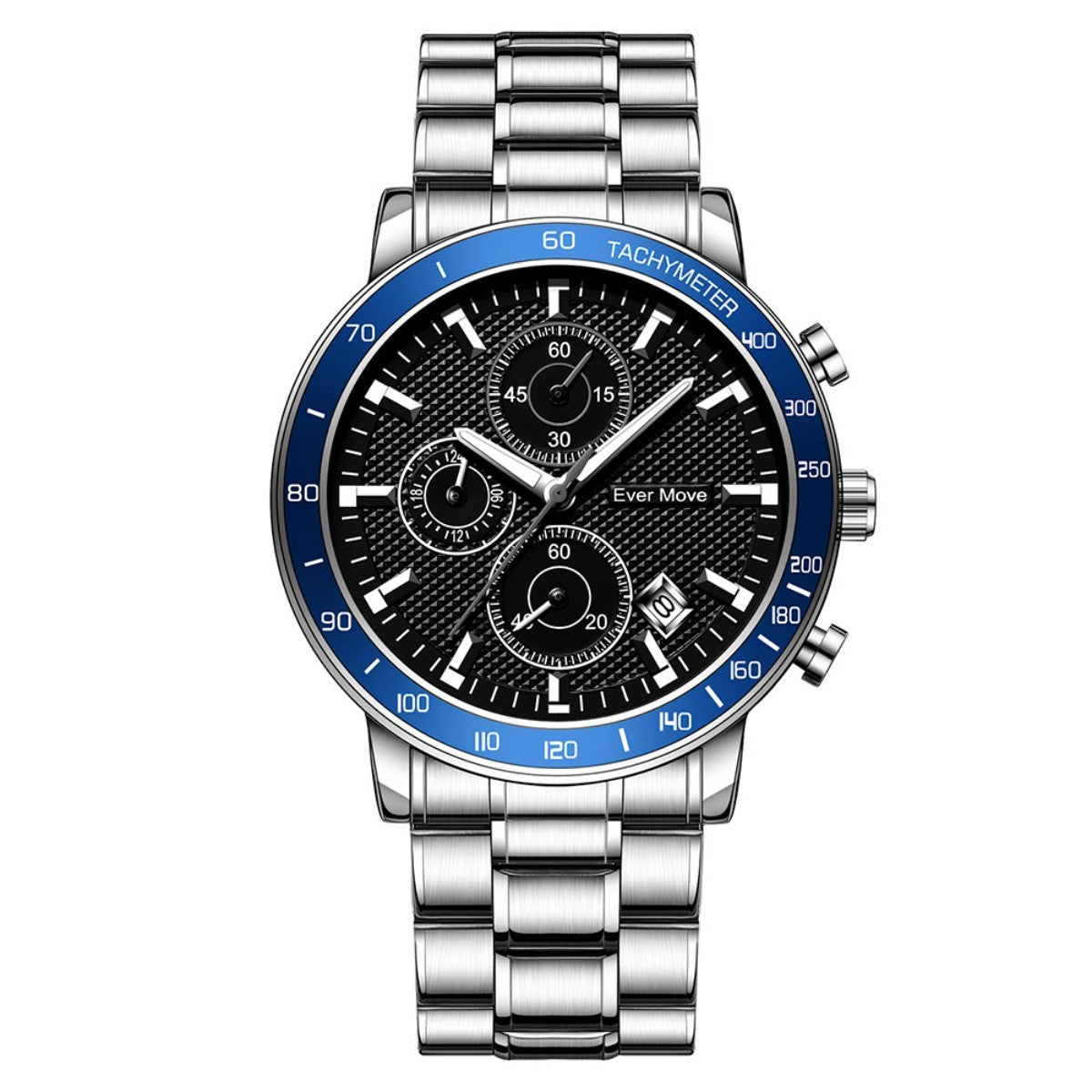 Luminous Waterproof Steel Watch – Sleek Design with Triple Sub-Dials