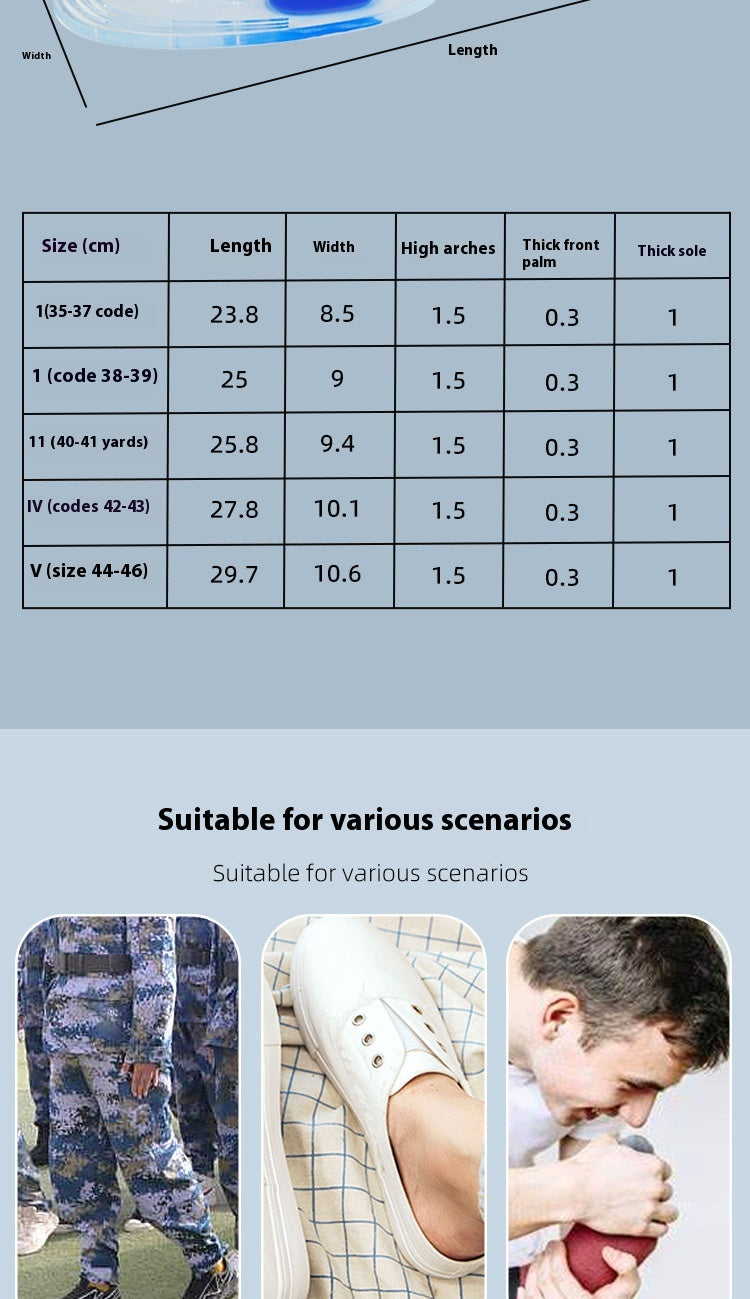 Silicone Shock Absorbing Insoles – Soft Pressure Relief Full Pads | Unisex Sizes EU 35–46