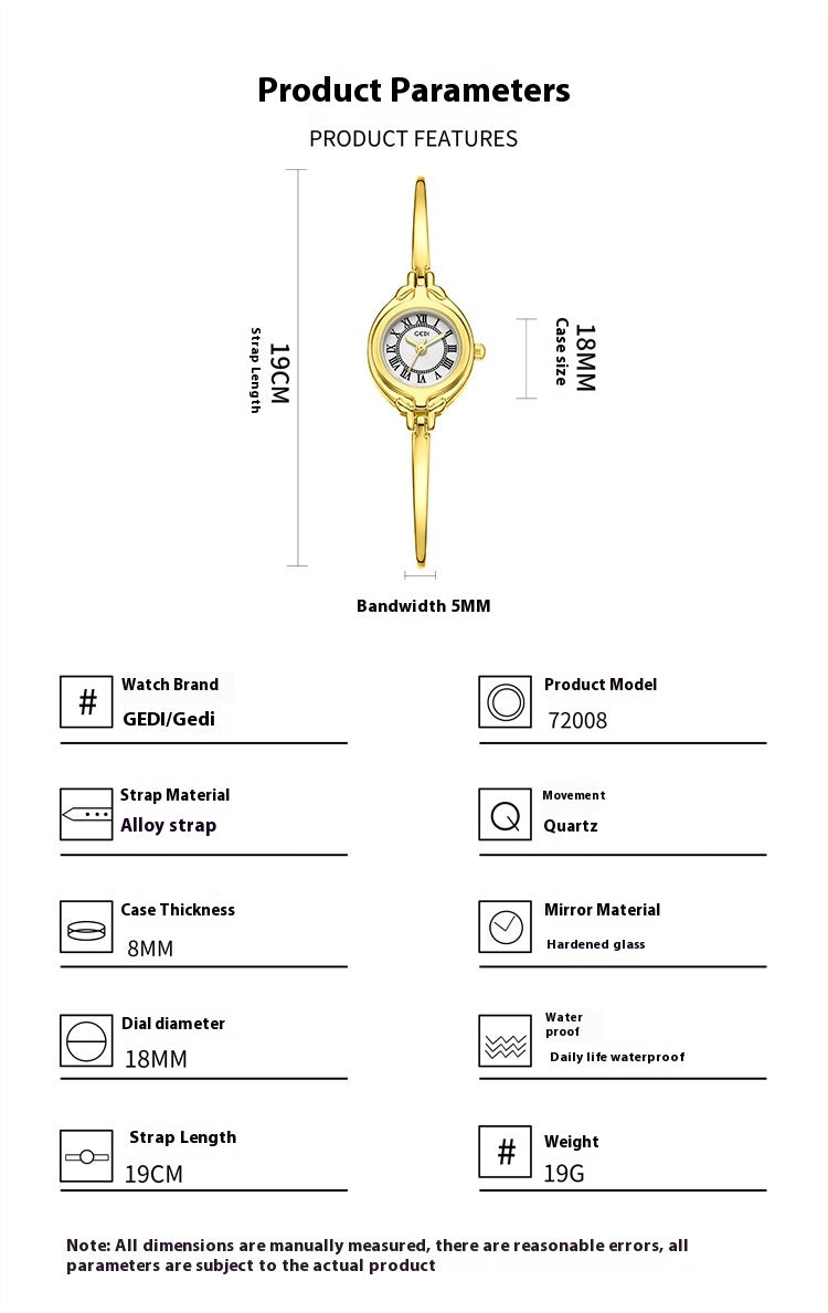 Gold Good-looking Thin Strap Quartz Watch
