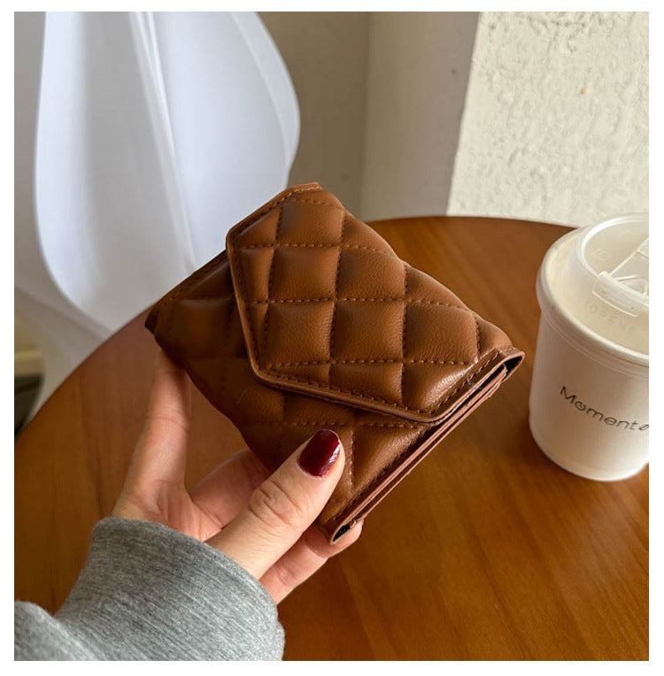 Multi-fold Diamond Embroidered Wallet – Women’s Large-capacity PU Leather Wallet with Waterproof, Wear-resistant Design