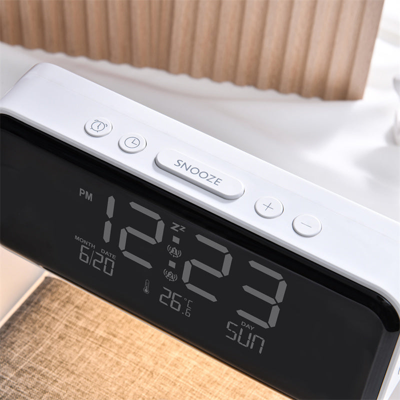 3-in-1 Bedside Lamp with Wireless Charging & LCD Alarm Clock – Touch Control & Dimmable Light