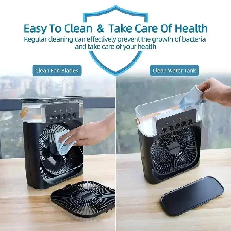 3-in-1 Mini Air Cooler & Fan – Portable Air Conditioner, Humidifier, LED Night Light