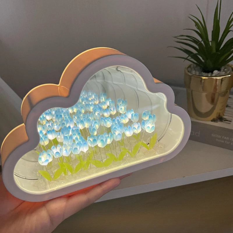 Tulip Cloud Sea of Flowers Night Light – Artistic Mirror Light for Romantic Ambience
