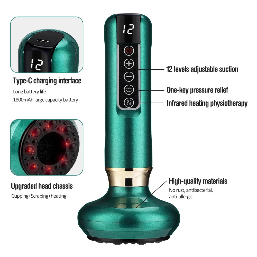 Electric Cupping Massager – Vacuum Suction, Guasha Scraping, Infrared Heat, Anti-Cellulite & Slimming Therapy
