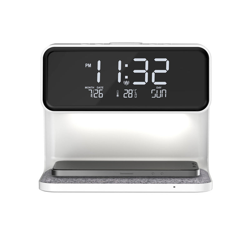 3-in-1 Bedside Lamp with Wireless Charging & LCD Alarm Clock – Touch Control & Dimmable Light