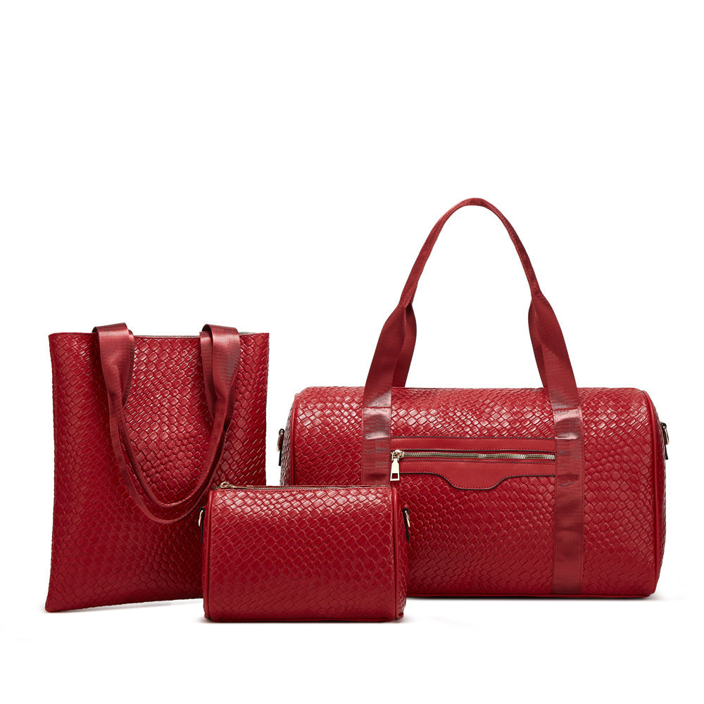 Women's Business Travel Bag – Stylish 3-Piece PU Leather Shoulder & Gym Bag Set | 36–55L Capacity