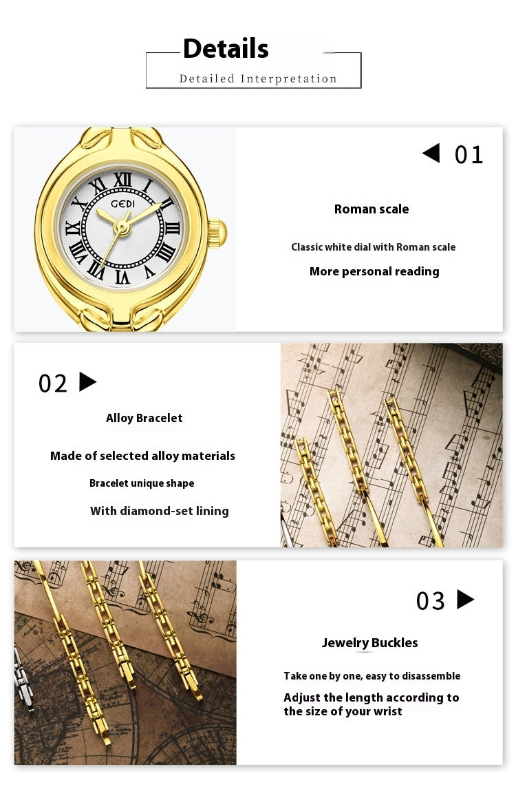 Gold Good-looking Thin Strap Quartz Watch