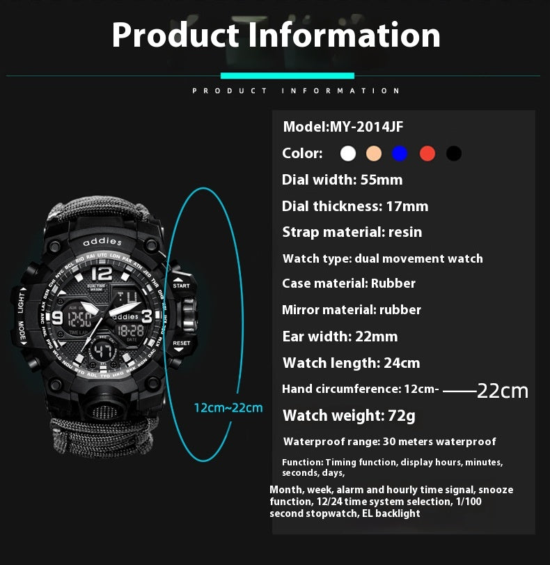 Multifunctional Waterproof Sports Watch for Men – Outdoor Tactical & Mountaineering