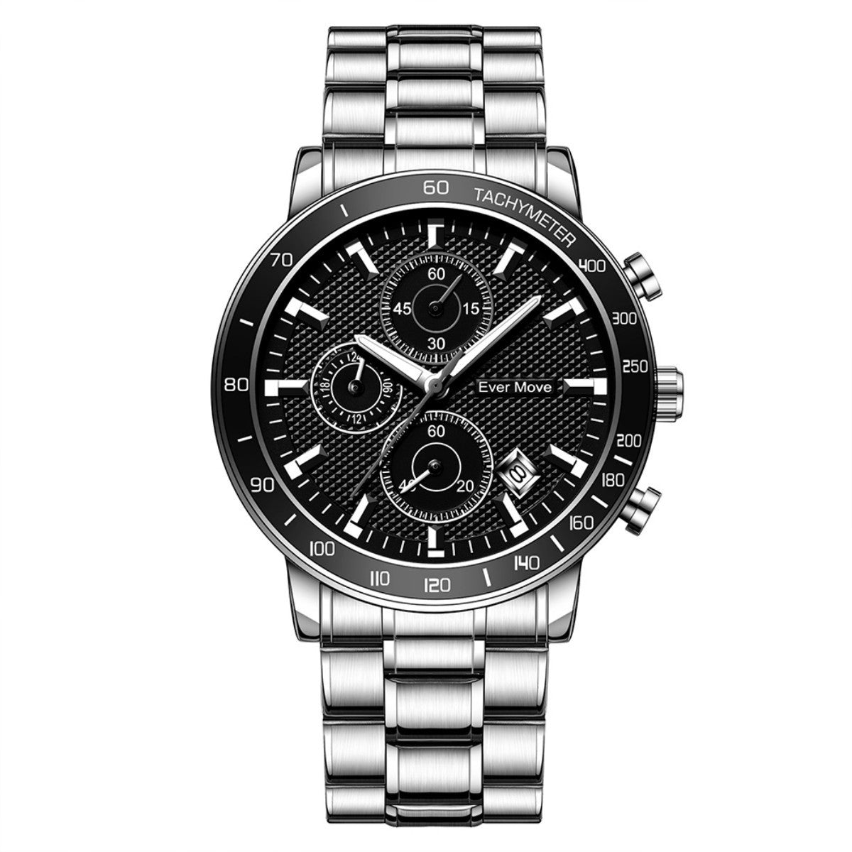 Luminous Waterproof Steel Watch – Sleek Design with Triple Sub-Dials