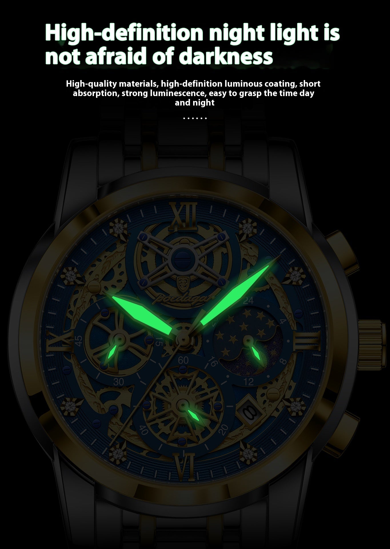 High-grade Waterproof Hollow Out Luxury Large Dial