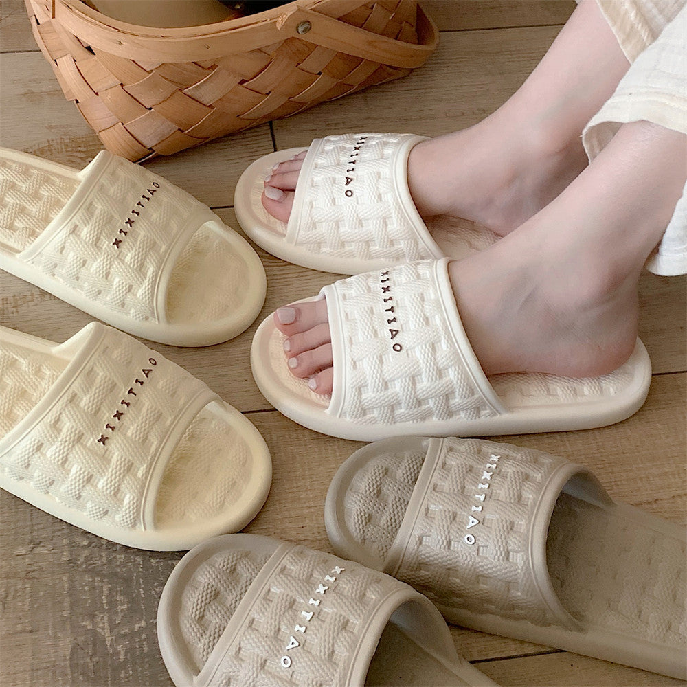 Women's Woven Plaid Soft Bottom Slippers – Cozy EVA Indoor Flip Flops